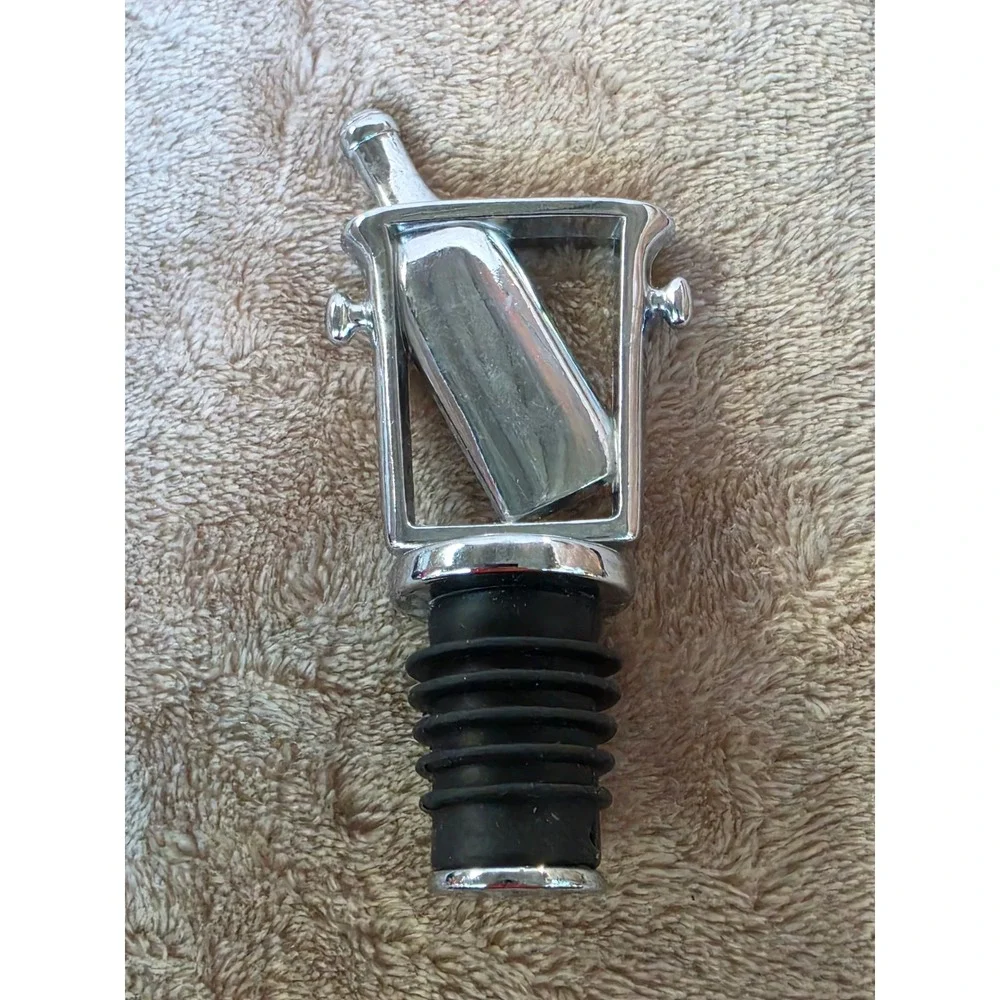 Chrome Champagne Bucket Wine Bottle Stopper Silver Metal Barware Accessory